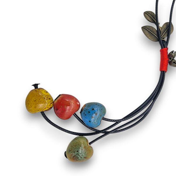 Colier portelan colorat in glob cadou Crăciun 8cm
