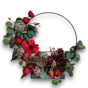 Aranjament Craciun, cerc metalic 40 cm