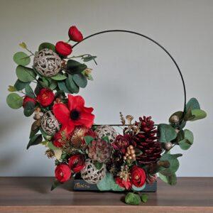 Aranjament Craciun, cerc metalic 40 cm