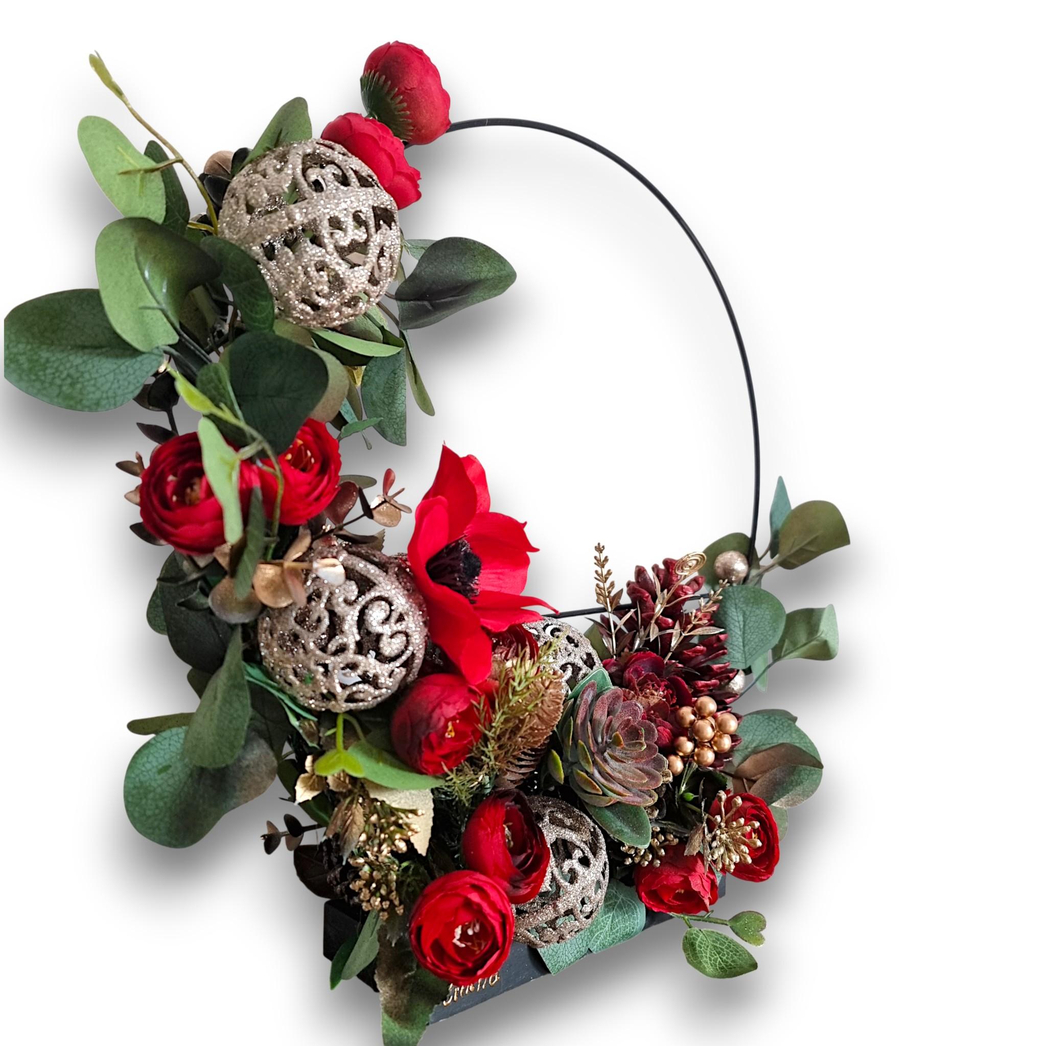 Aranjament Craciun, cerc metalic 40 cm 4 Aranjament Craciun, cerc metalic 40 cm