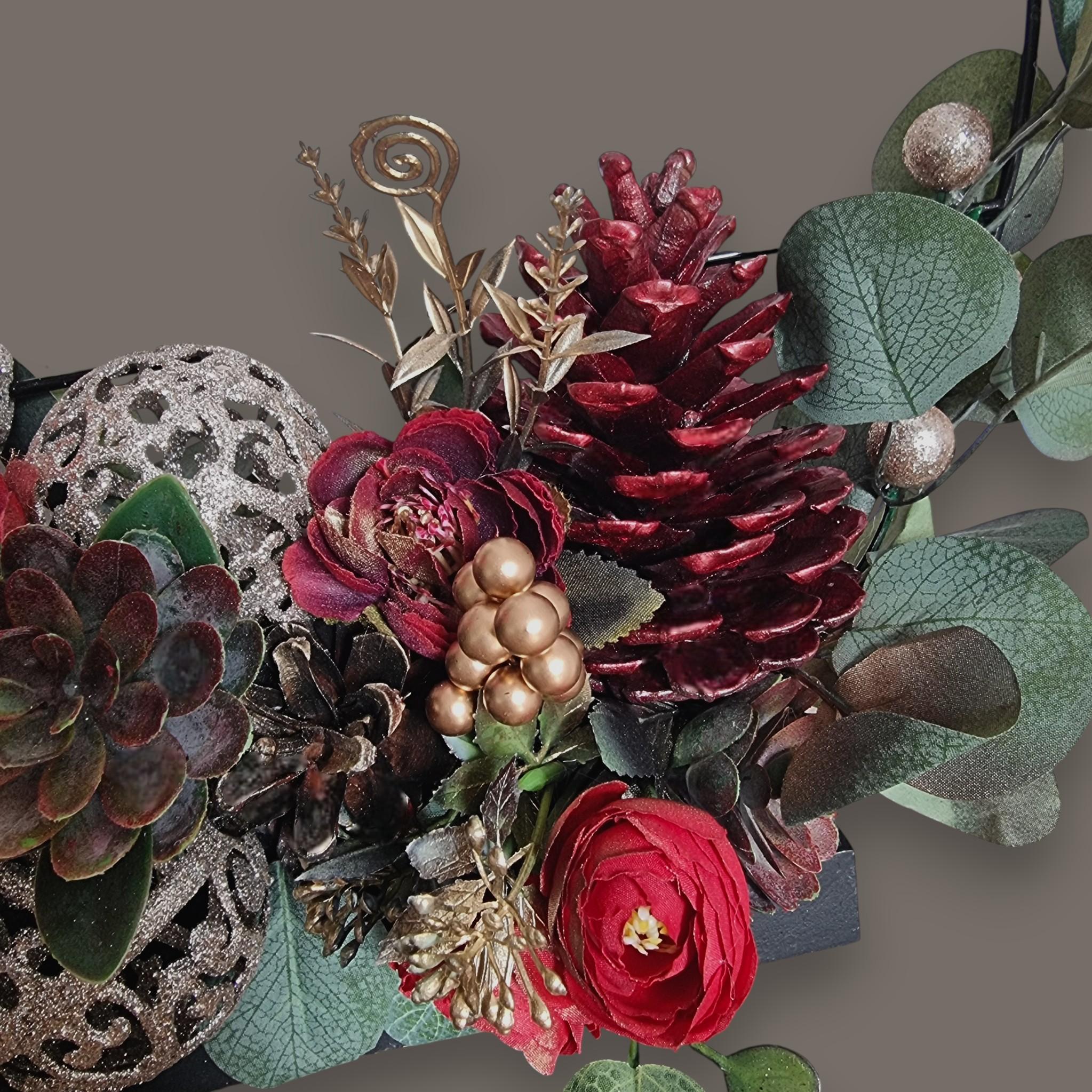 Aranjament Craciun, cerc metalic 40 cm 6 Aranjament Craciun, cerc metalic 40 cm - imagine 6