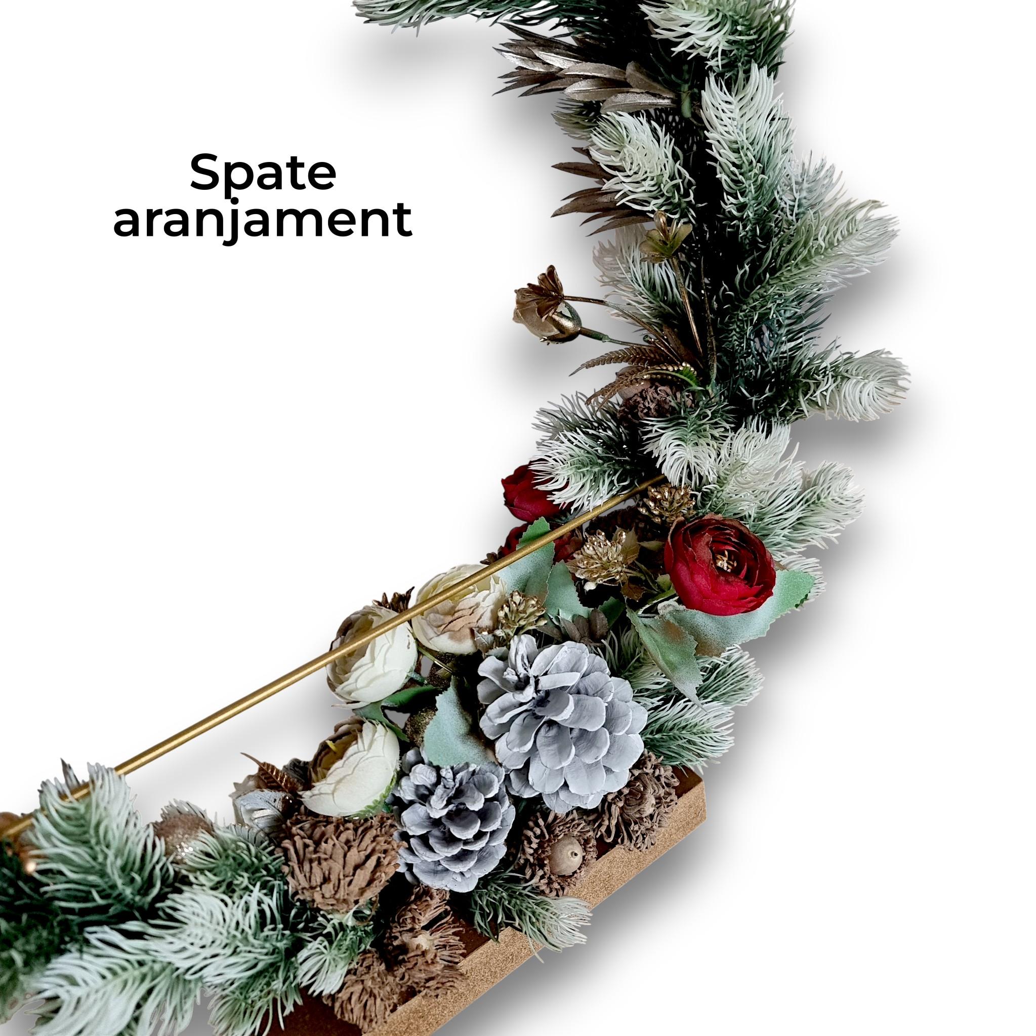 Aranjament alb Craciun, cerc metalic 40 cm 7 Aranjament alb Craciun, cerc metalic 40 cm - imagine 7