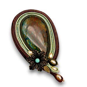 Broșă Handmade Soutache-Agat, 75 mm