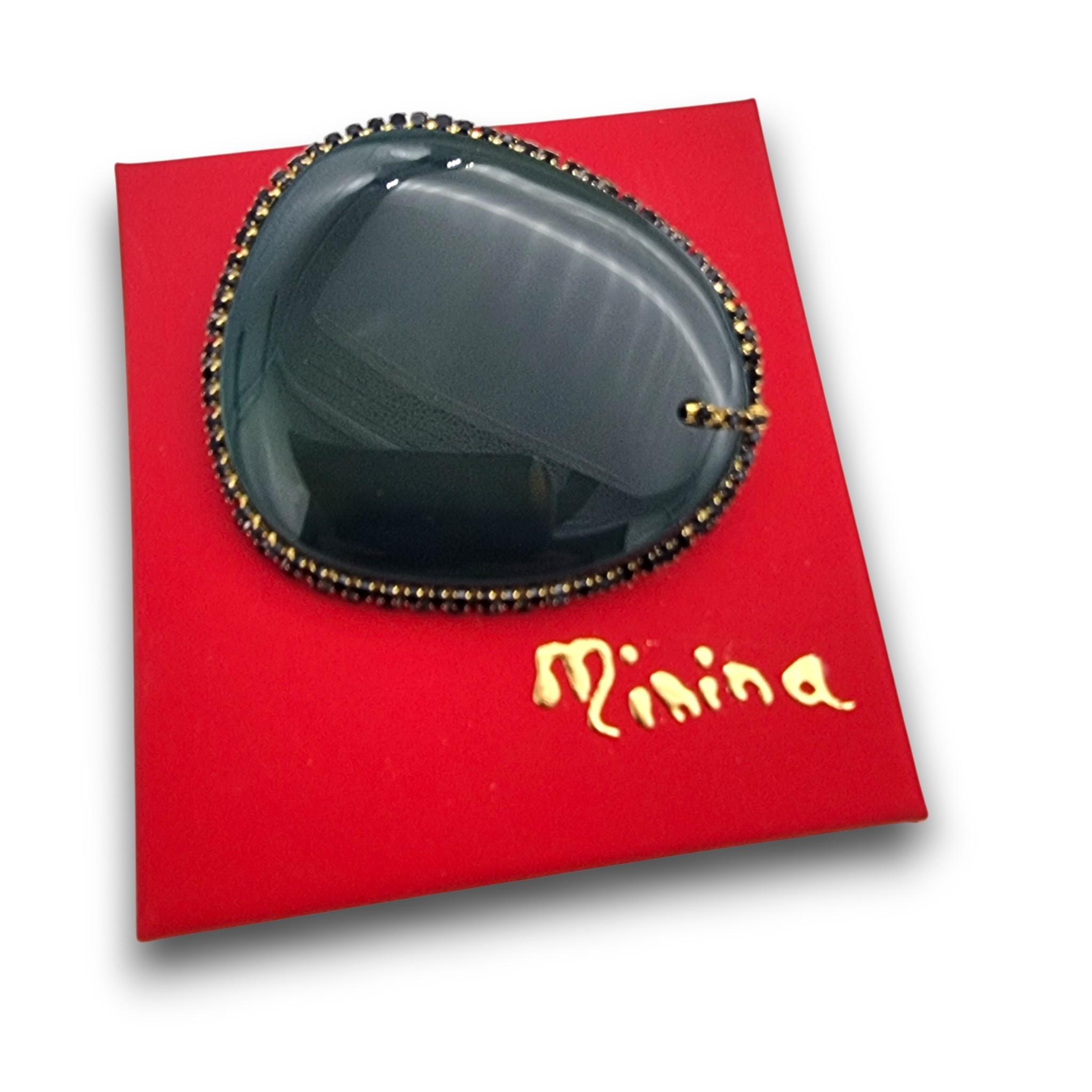 Broșă Statement din Agat Verde Închis, 65 mm 7 Broșă Statement din Agat Verde Închis, 65 mm