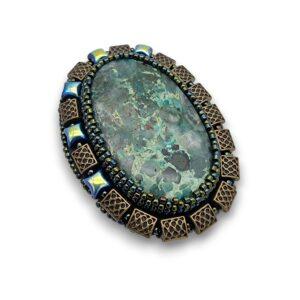 Broșă Ocean jasper, 65x50 mm