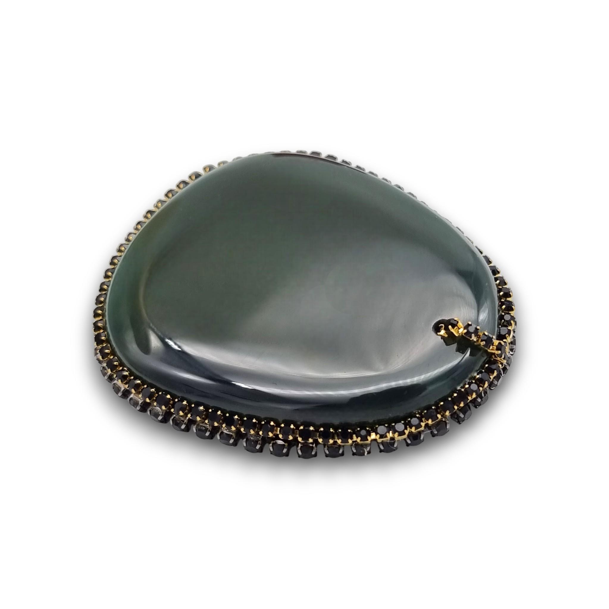 Broșă Statement din Agat Verde Închis, 65 mm 4 Broșă Statement din Agat Verde Închis, 65 mm