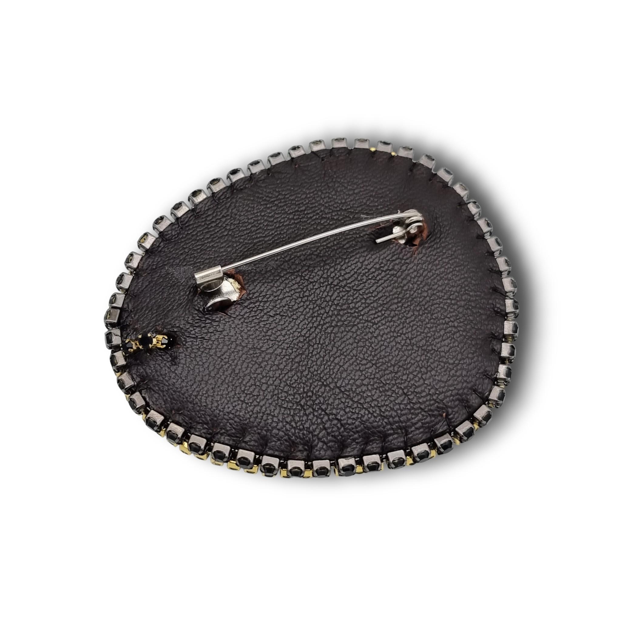 Broșă Statement din Agat Verde Închis, 65 mm 3 Broșă Statement din Agat Verde Închis, 65 mm - imagine 3