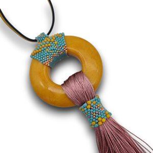 Colier  de vară - Pandantiv Alabastru cu ciucur, 20cm