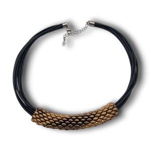 Colier și brățară handmade, mărgele aurii, 2 nuanțe