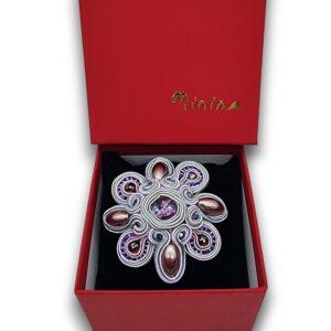 Broșă unicat lucrata Soutache, 68 mm