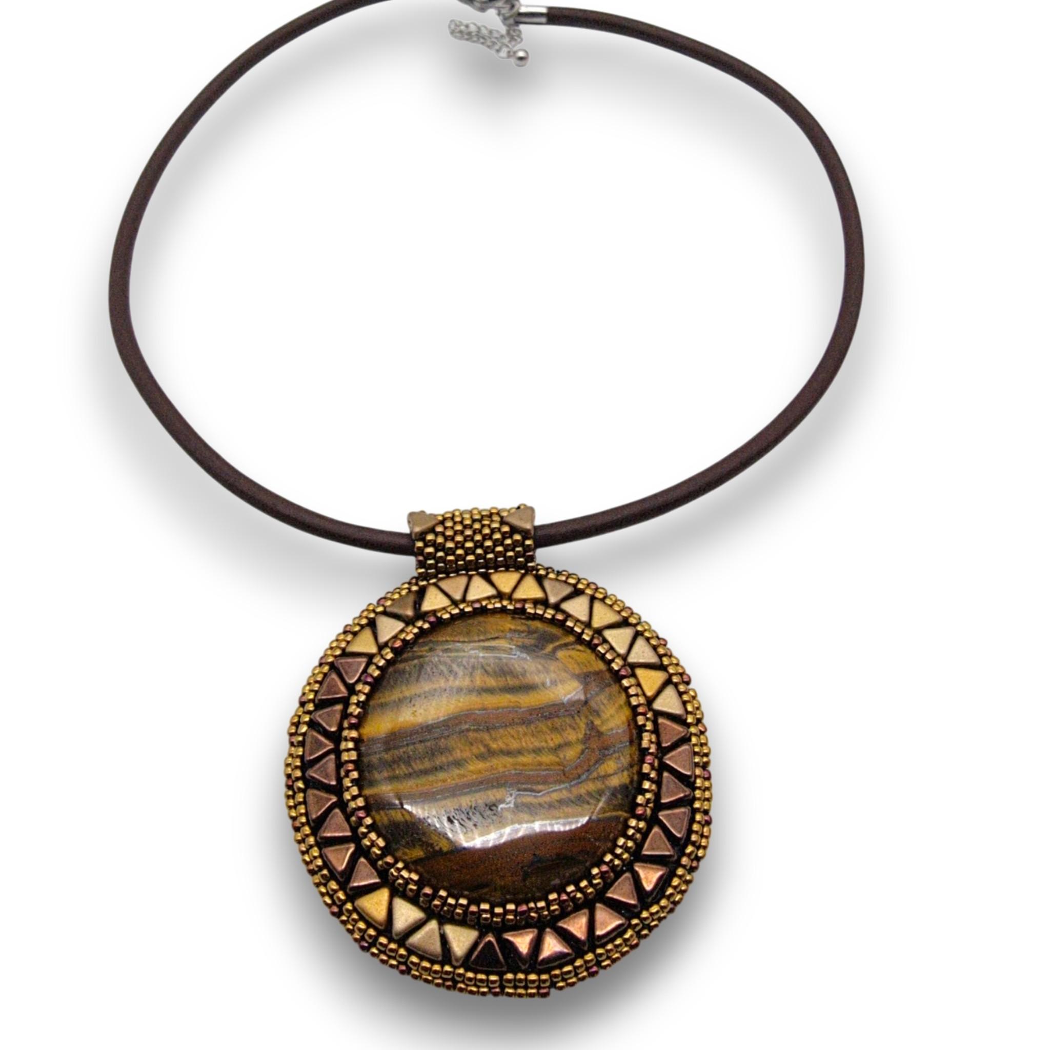 Colier Statement Ochi de tigru, pandantiv 55 cm 3 Colier Statement Ochi de tigru, pandantiv 55 cm