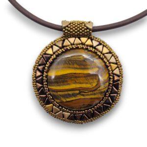 Colier Statement Ochi de tigru, pandantiv 55 cm Colier Statement Ochi de tigru, pandantiv 55 cm