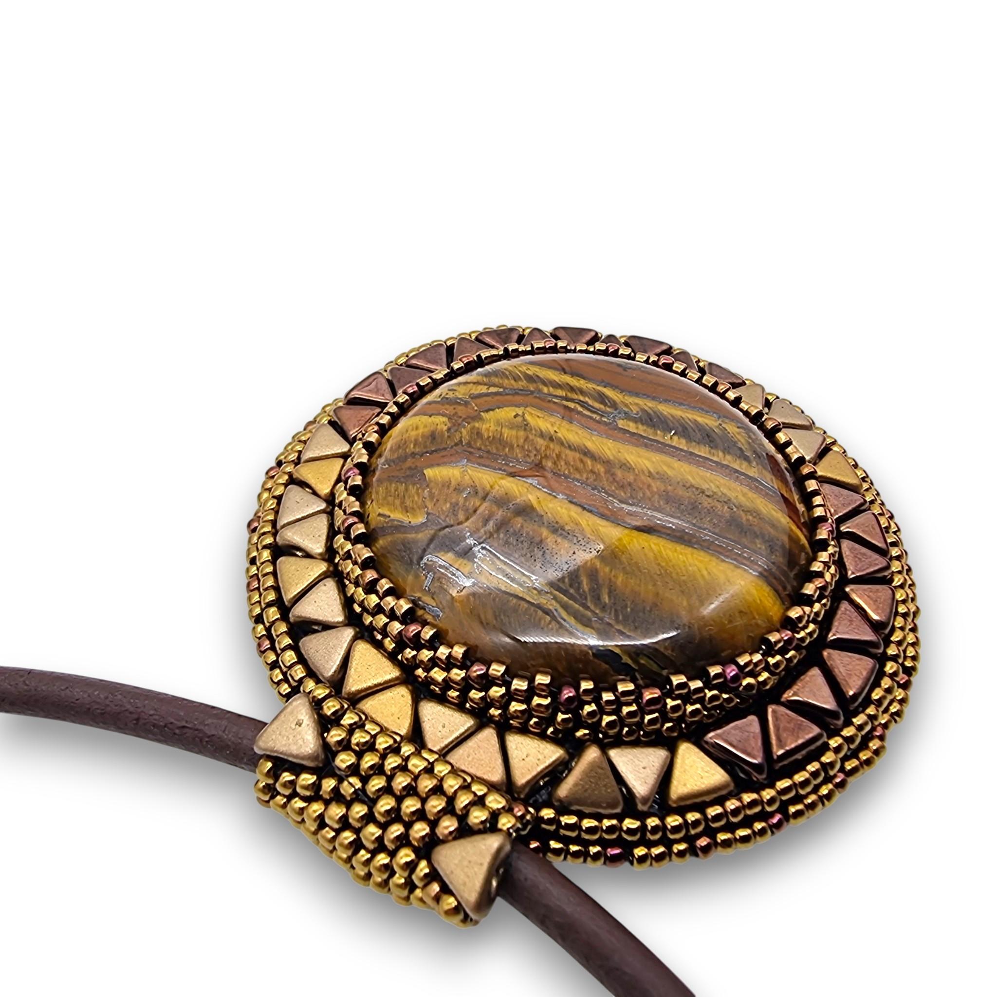 Colier Statement Ochi de tigru, pandantiv 55 cm 6 Colier Statement Ochi de tigru, pandantiv 55 cm