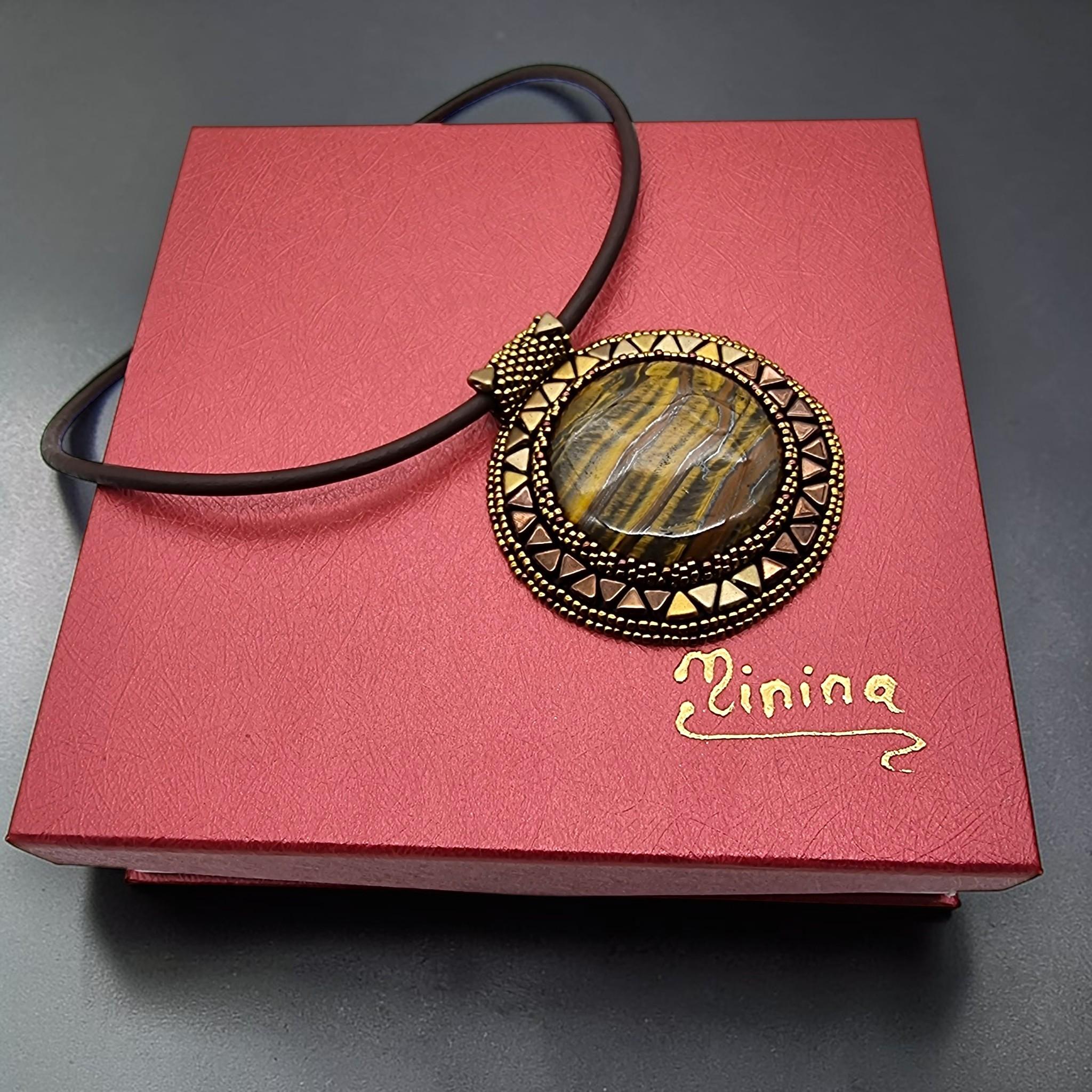 Colier Statement Ochi de tigru, pandantiv 55 cm 7 Colier Statement Ochi de tigru, pandantiv 55 cm