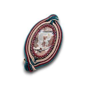 Broșă piatra semipretioasa Jasp, 80/43 mm