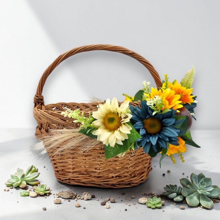 Coș cadou Paște, decorat 33x26X33 cm