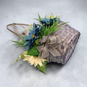 Coș Paște Elegant 2 Fețe, Decorat Flori, 26x21x42 cm