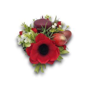 Aranjament Cadou de Paște cu Lumânare și Mac, 17x11 cm