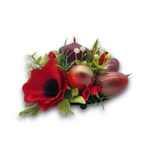 Aranjament Cadou de Paște cu Lumânare și Mac, 17x11 cm