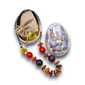 Cadou de Iepuraș, colier in ou matalic, 13cm