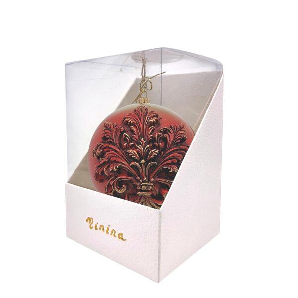 Glob roșu auriu,model baroque, 10 cm
