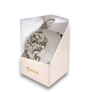 Globuleț alb 10 cm, model baroque