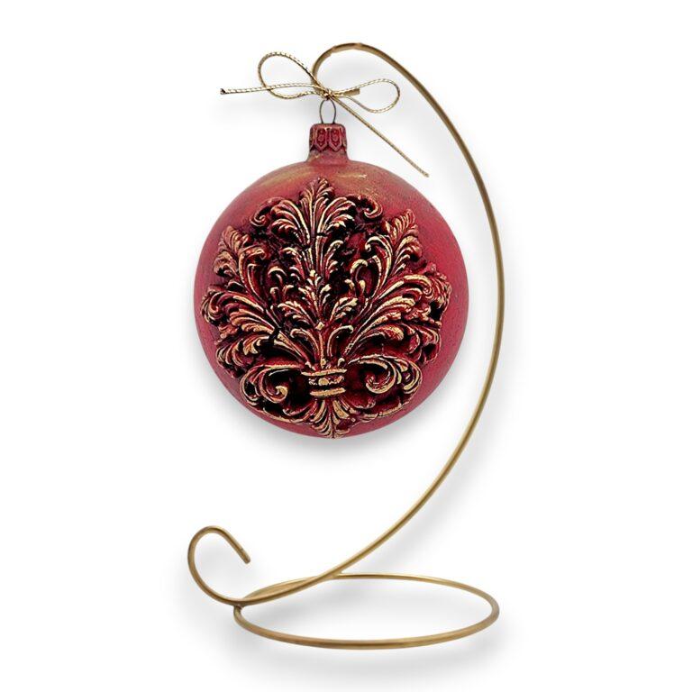 Globuleț roșu 10 cm, model baroque