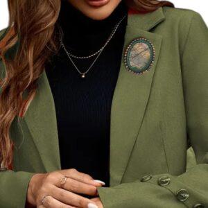 Broșă Jasper Earth, 55x45 mm