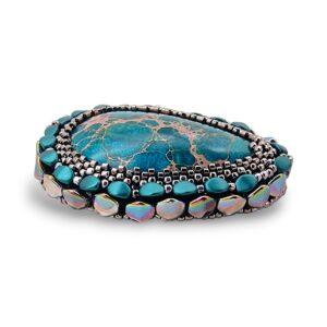 Broșă culoare turquoise cu Regalit, 63x43 mm