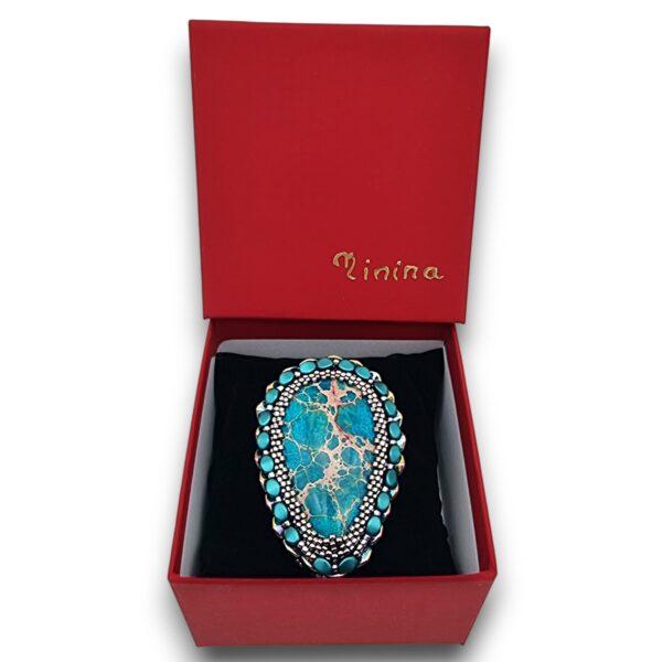 Broșă culoare turquoise cu Regalit, 63x43 mm