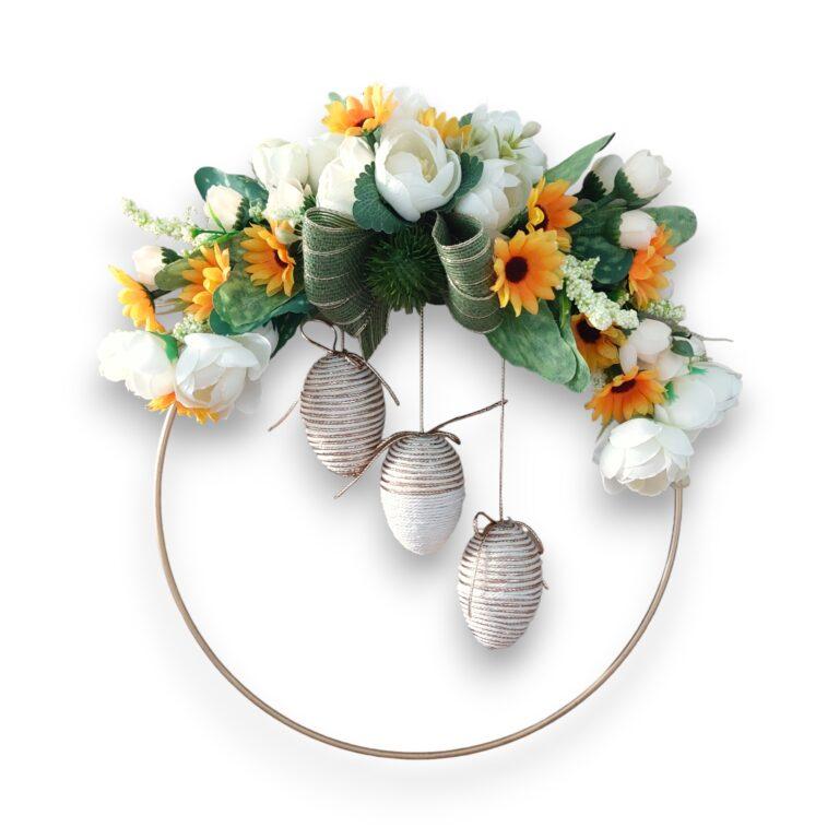 Decor Paște, coroniță metalică 30 cm