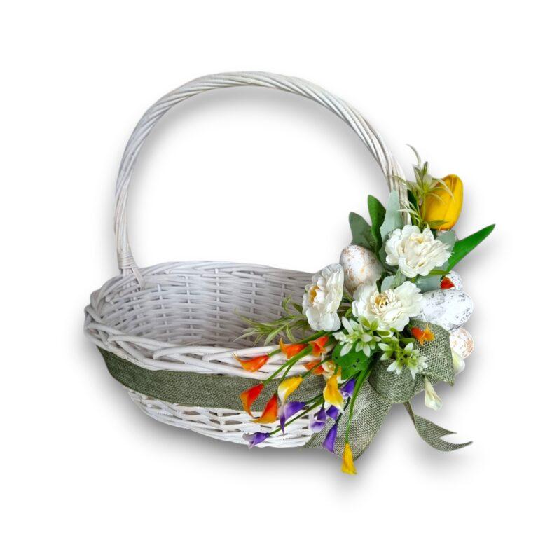 Coș răchită decorat pentru Paște, 25X30 cm