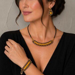 Set Bijuterii Țesătură mărgele colorate, 3 piese