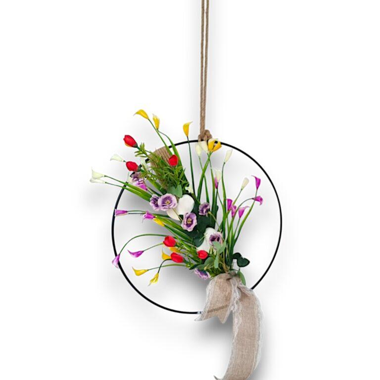 Coroniță metalică de primavara, 30 cm
