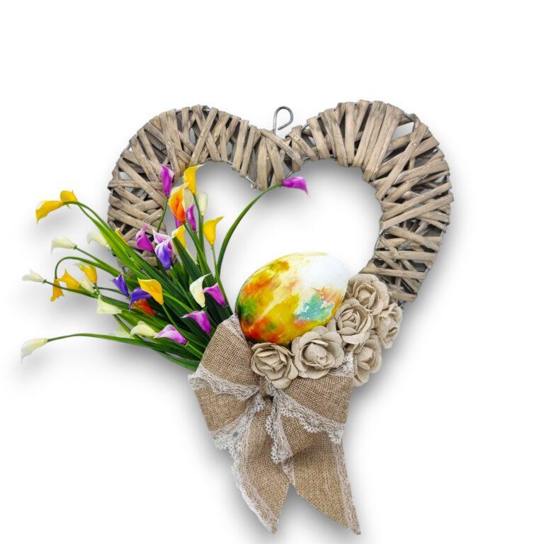 Coroniță inima decor Paște, 30 cm