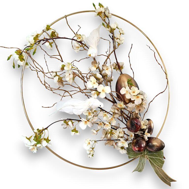 Coroniță Paste flori cireș, 45 cm