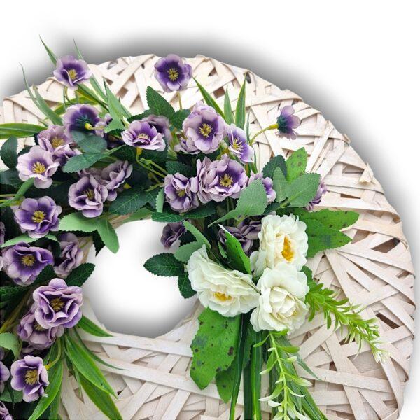 Coroniță plată, flori de primavară, 40 cm