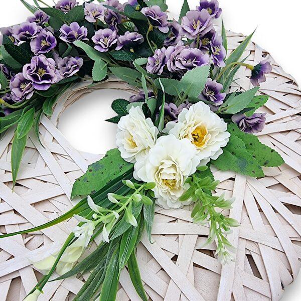 Coroniță plată, flori de primavară, 40 cm