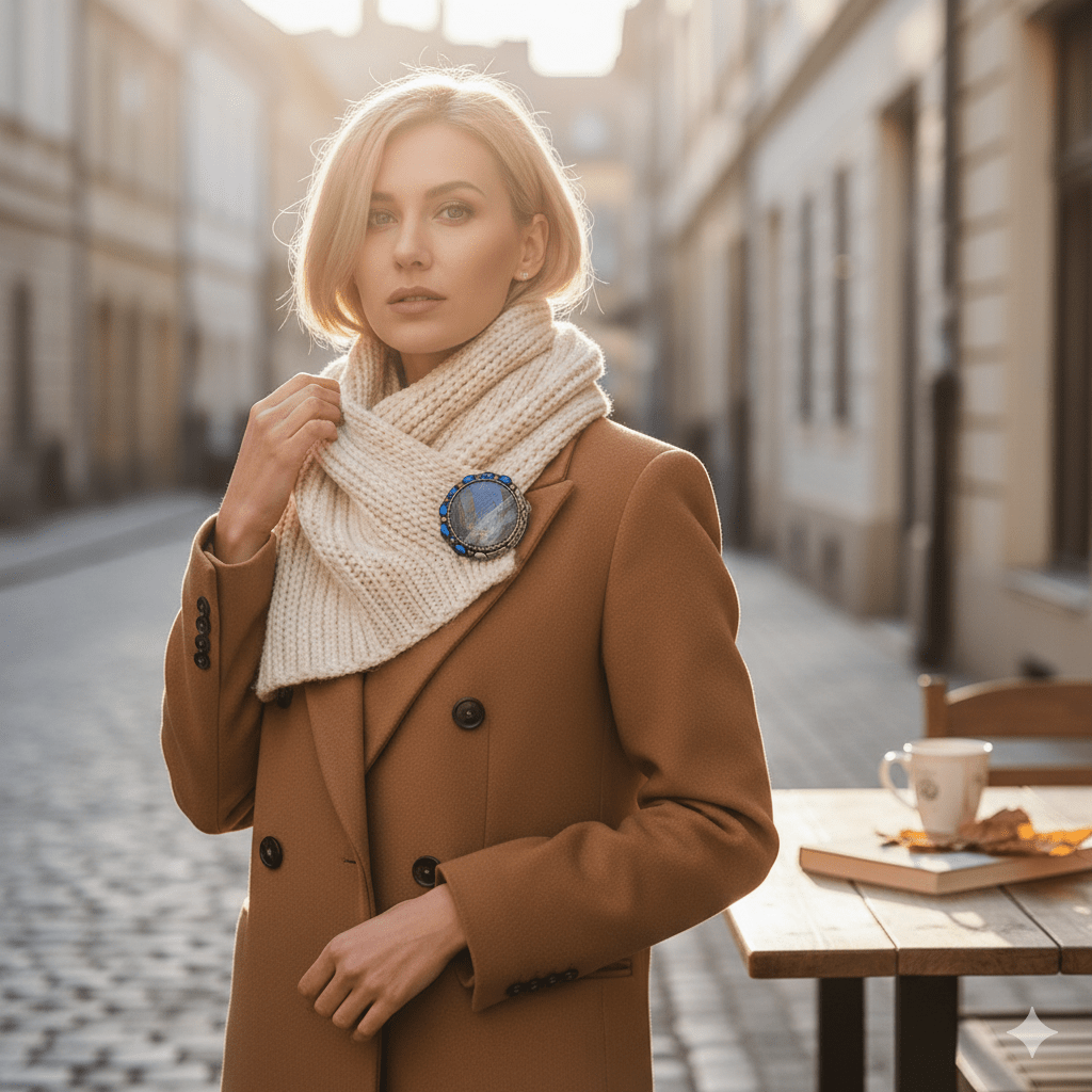 Broșă mare Agat Stripe, 80 mm 3 Broșă mare Agat Stripe, 80 mm