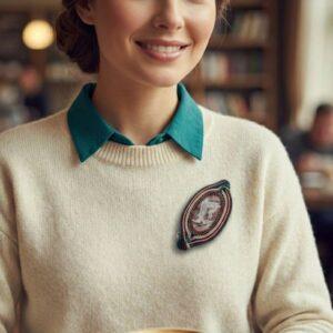 Broșă piatra semipretioasa Jasp, 80/43 mm