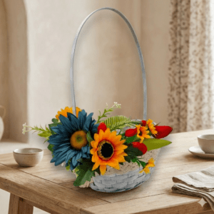 Coș decorat pentru ouăle de Paște, 26x21x42 cm