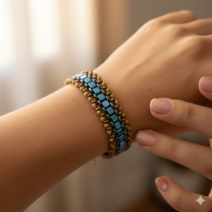 Brățară Handmade margele Turquoise Albastru, 22 mm