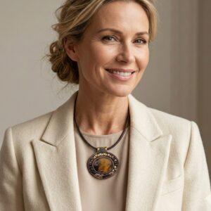 Colier la baza gâtului cu Ochi de tigru, pandantiv 62/50mm