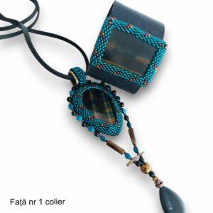 Bijuterii handmade, set cu Ochi de Tigru, 2 piese