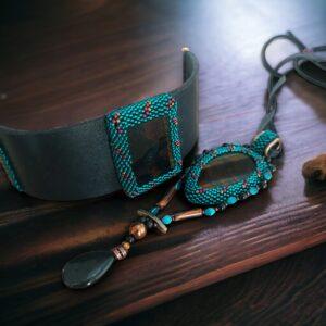 Bijuterii handmade, set cu Ochi de Tigru, 2 piese