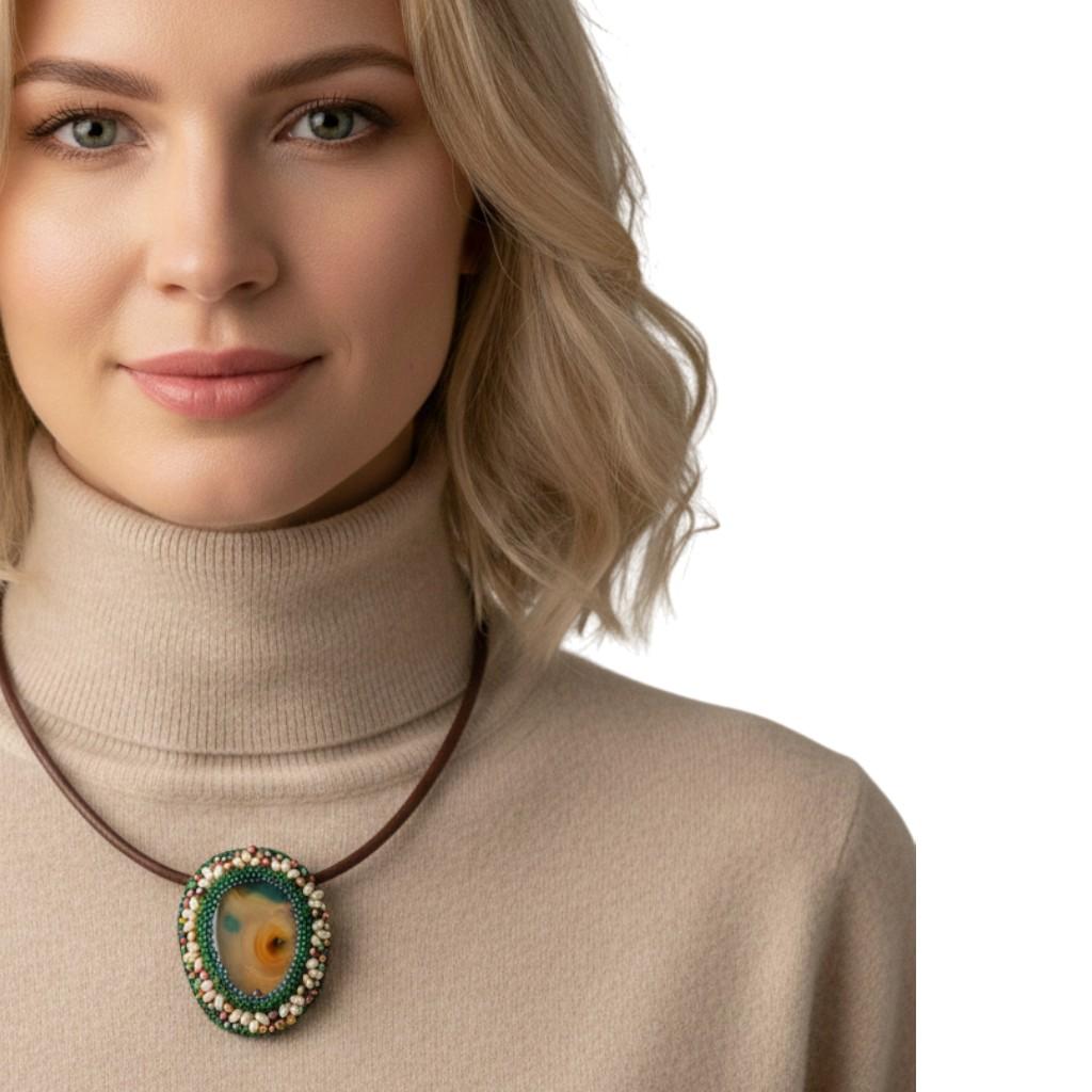 Colier sau broșă 68 mm, Agat 3 Colier sau broșă 68 mm, Agat