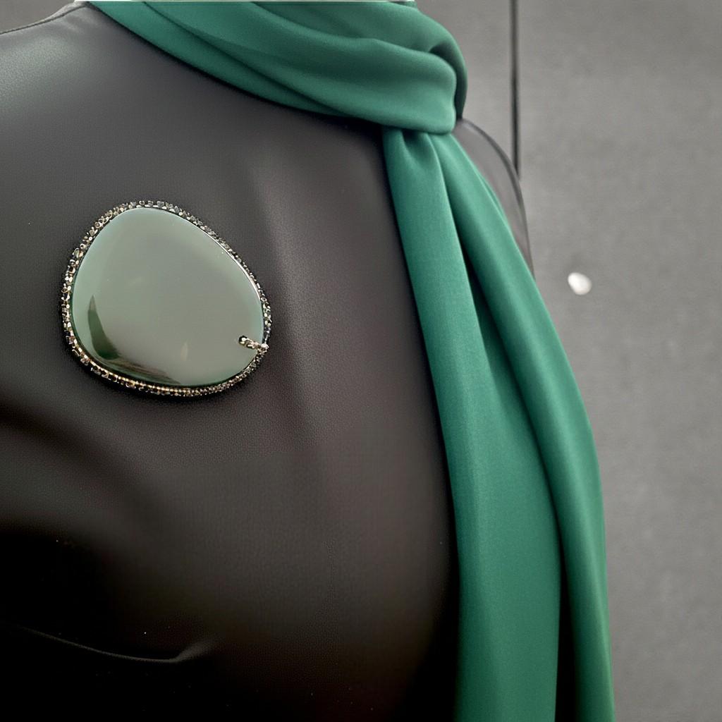 Broșă Statement din Agat Verde Închis, 65 mm 2 Broșă Statement din Agat Verde Închis, 65 mm
