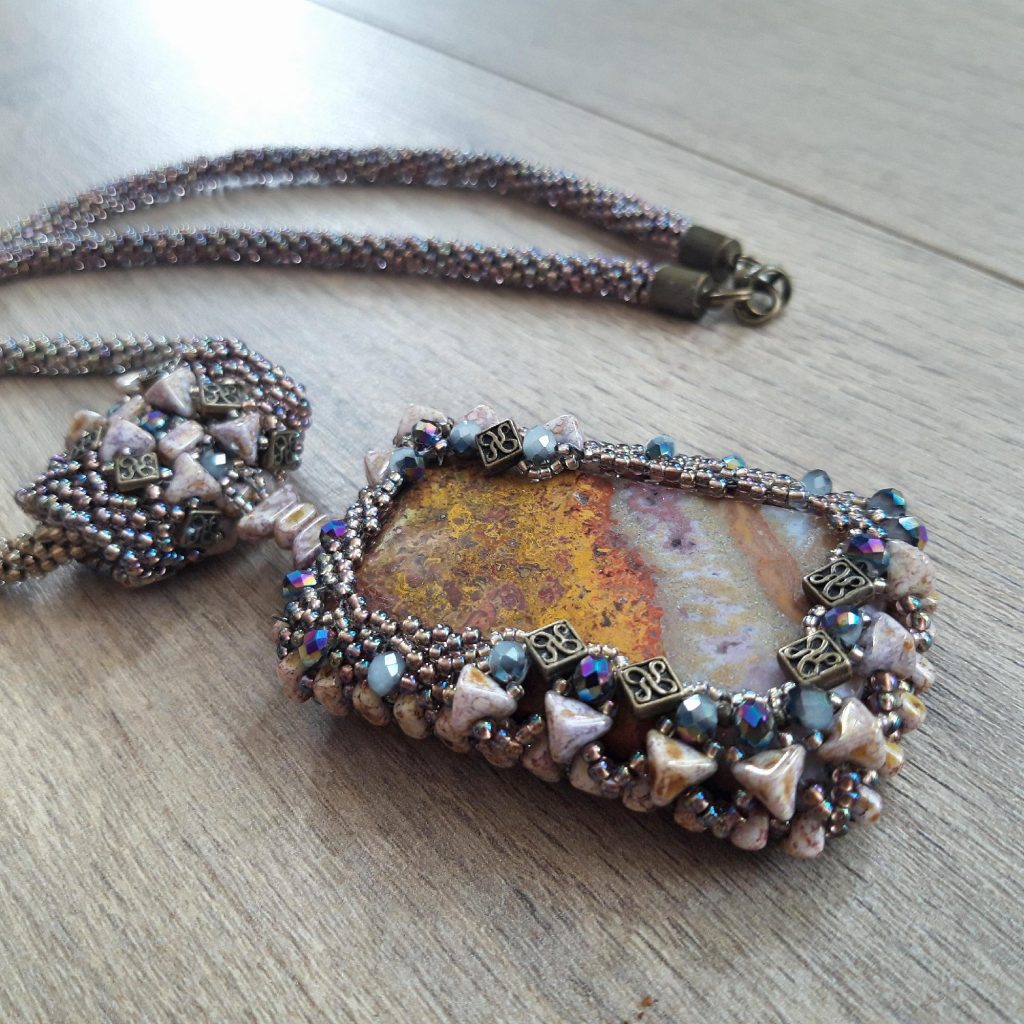 Colier Brown Leopard Stone 55cm