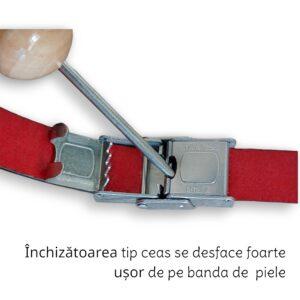 Cadou brățară dublă sau colier, piele roșie, slide inox 4 cm