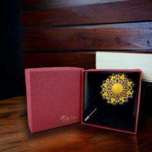 Broșă galbenă ”Floarea Soarelui”, 45 mm